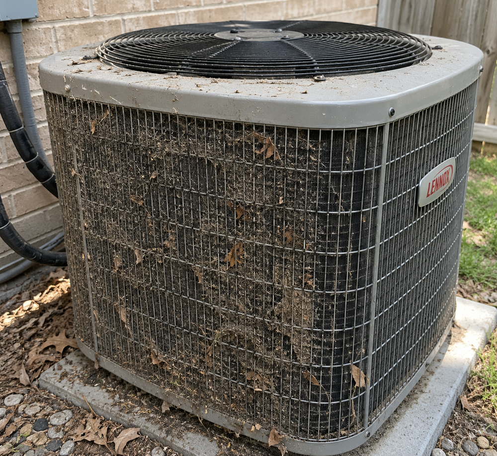 Before outdoor A/C cleaning